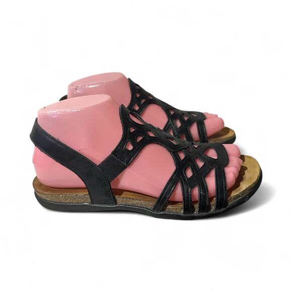 Naot Paris Black Leather Sandals Size EU 37 / US 6 Slingback Comfortable - Picture 1 of 8